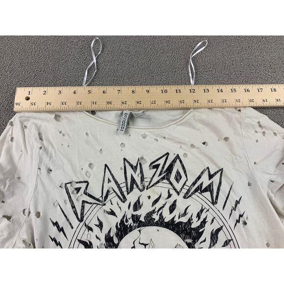 H&M Divided Skull T‎ Shirt Woman's Small White Rock And Roll Snakes Graphic T - Picture 4 of 9